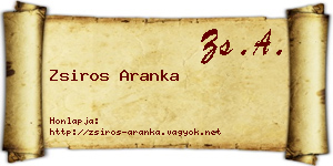 Zsiros Aranka névjegykártya